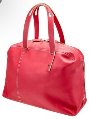 Loewe Raspberry Top-Handle Tote bag with White Stitching EUC